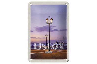 Blechschild Reise 12x18 cm Lisbon Portugal Sonnenuntergang Schild