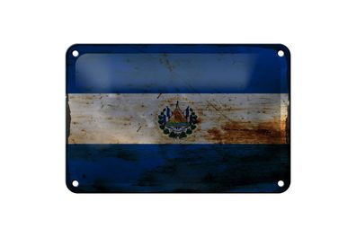 Blechschild Flagge El Salvador 18x12 cm El Salvador Rost Deko Schild