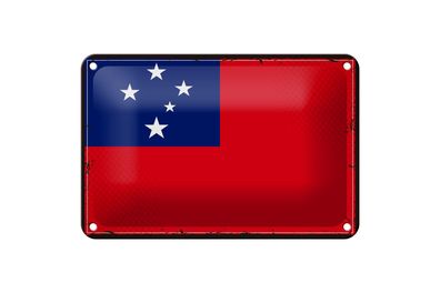 Blechschild Flagge Samoas 18x12 cm Retro Flag of Samoa Deko Schild