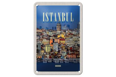 Blechschild Reise 12x18 cm Istanbul Turkey City Guide Geschenk Schild