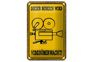 Blechschild Warnschild 12x18 cm Bereich videoüberwacht Deko Schild