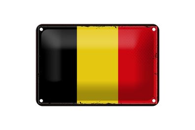 Blechschild Flagge Belgiens 18x12 cm Retro Flag of Belgium Deko Schild