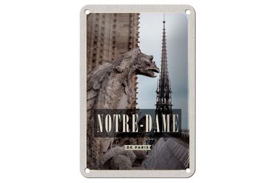 Blechschild Reise 12x18 cm Notre-Dame de Paris Reiseziel Deko Schild
