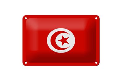 Blechschild Flagge Tunesiens 18x12 cm Flag of Tunisia Deko Schild