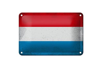Blechschild Flagge Luxemburg 18x12 cm Luxembourg Vintage Deko Schild