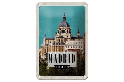 Blechschild Reise 12x18 cm Madrid Spanien Urlaubsort Geschenk Schild