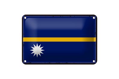 Blechschild Flagge Naurus 18x12 cm Retro Flag of Nauru Deko Schild
