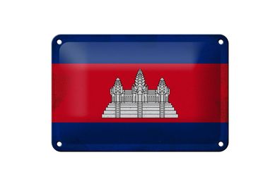 Blechschild Flagge Kambodscha 18x12cm Flag Cambodia Vintage Deko Schild
