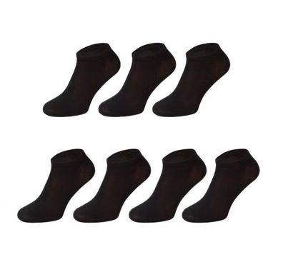 7 Paar Sneaker Socken Damen Herren Baumwolle Schwarz 43-46 Sport Füßlinge