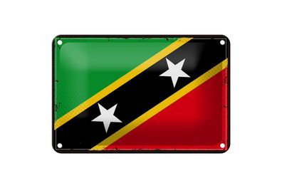 Blechschild Flagge St. Kitts und Nevis 18x12 cm Retro Flag Deko Schild