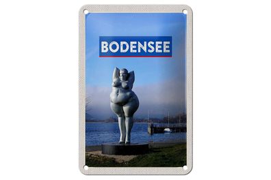 Blechschild Reise 12x18 cm Bodensee Deutschland Skulptur Ufer Schild