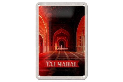 Blechschild Reise 12x18 cm Indien Taj Mahal innen Flur Deko Schild