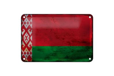 Blechschild Flagge Weißrussland 18x12 cm Flag Belarus Rost Deko Schild