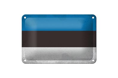 Blechschild Flagge Estland 18x12 cm Flag of Estonia Vintage Deko Schild