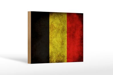 Holzschild Flagge 18x12 cm Belgien Fahne Holz Deko Schild