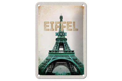 Blechschild Reise 12x18 cm Eiffel Tower Retro Tourismus Deko Schild