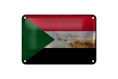 Blechschild Flagge Sudan 18x12 cm Flag of Sudan Rost Deko Schild