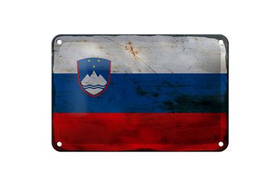 Blechschild Flagge Slowenien 18x12 cm Flag Slovenia Rost Deko Schild