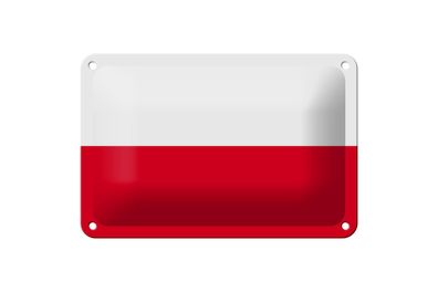 Blechschild Flagge Polens 18x12 cm Flag of Poland Deko Schild