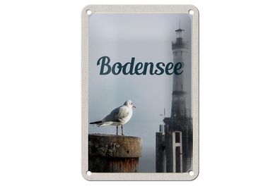 Blechschild Reise 12x18 cm Bodensee Deutschland Leuchtturm Schild