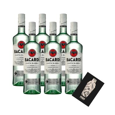 Bacardi 6er Set Carta Blanca 6x 0,7L (37,5% Vol) Superior white Rum- [Enthält S