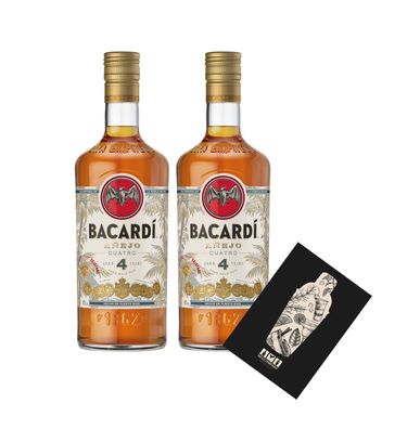 Bacardi 2er Set Anejo Cuatro 2x 0,7L (40% Vol)- [Enthält Sulfite]