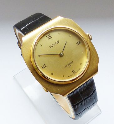 Schöne Provita Swiss Tonneau 17Jewels Herren Vintage Armbanduhr