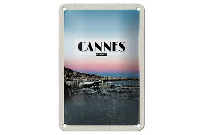 Blechschild Reise 12x18 cm Cannes France Panorama Bild Urlaub Schild