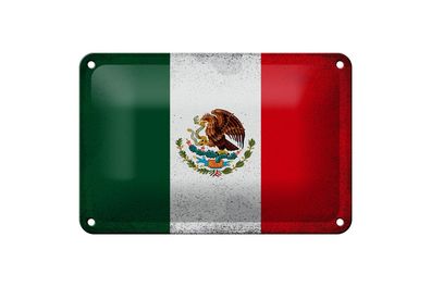 Blechschild Flagge Mexiko 18x12 cm Flag of Mexico Vintage Deko Schild