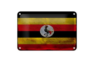 Blechschild Flagge Uganda 18x12 cm Flag of Uganda Rost Deko Schild