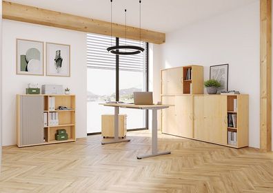 Büro Schreibtisch Stehtisch höhenverstellbar 160x80 cm Modell XMST16 mit Tast-Scha...