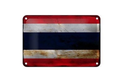 Blechschild Flagge Thailand 18x12 cm Flag of Thailand Rost Deko Schild