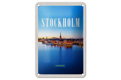 Blechschild Reise 12x18 cm Stockholm Schweden Meer Städtetrip Schild