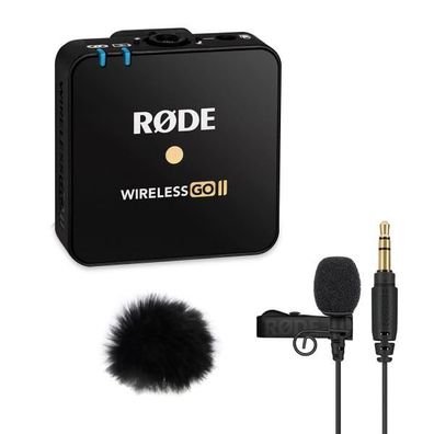 Rode Wireless GO II TX Modul mit Lavalier GO und Windschutz