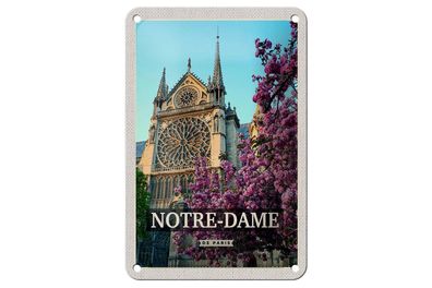 Blechschild Reise 12x18 cm Notre-Dame de paris Reiseziel Urlaub Schild