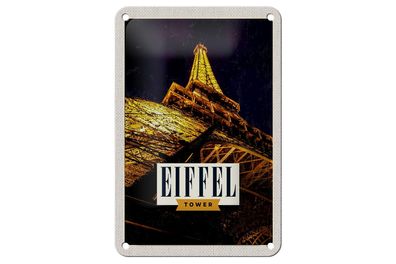 Blechschild Reise 12x18 cm Retro Eiffel Tower Eiffelturm Paris Schild