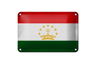 Blechschild Flagge Tadschikistan 18x12cm Tajikistan Vintage Deko Schild