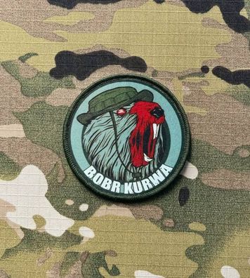 Patch Kurwa Bobr Oliv Grün Polen Outdoor BW Bundeswehr Morale Aufnäher Armee Veteran