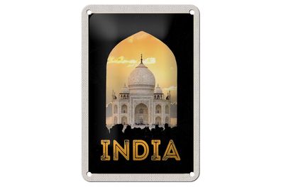 Blechschild Reise 12x18 cm Indien weiße Moschee Religion Islam Schild