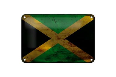 Blechschild Flagge Jamaika 18x12 cm Flag of Jamaica Rost Deko Schild