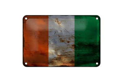 Blechschild Flagge Elfenbeinküste 18x12 cm Ivory Coast Rost Deko Schild