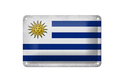 Blechschild Flagge Uruguay 18x12 cm Flag of Uruguay Vintage Deko Schild