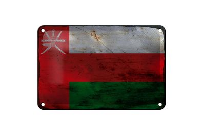 Blechschild Flagge Oman 18x12 cm Flag of Oman Rost Deko Schild