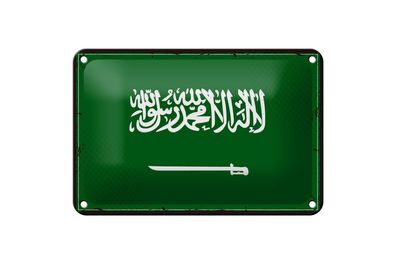 Blechschild Flagge Saudi-Arabien 18x12cm Retro Saudi Arabia Deko Schild