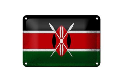 Blechschild Flagge Kenia 18x12 cm Flag of Kenya Vintage Deko Schild