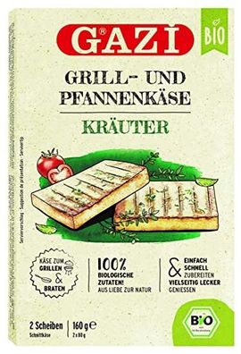 Gazi BIO Grill-Käse Kräuter 6x 160g 43% Fett i. Tr. Schnittkäse Pfannenkäse