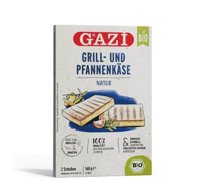 Gazi BIO Grill-Käse Natur 12x 160g 43% Fett i. Tr. Schnittkäse Pfannenkäse