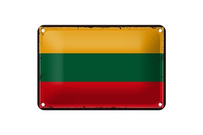 Blechschild Flagge Litauens 18x12cm Retro Flag of Lithuania Deko Schild