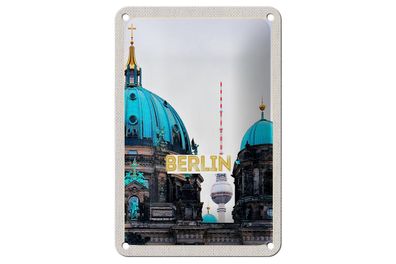 Blechschild Reise 12x18 cm Berlin Deutschland Fernseht. Deko Schild
