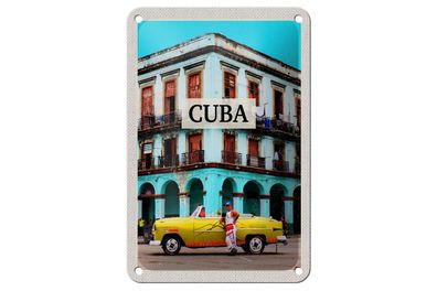 Blechschild Reise 12x18 cm Cuba Karibik Oldtimer Haus Deko Schild